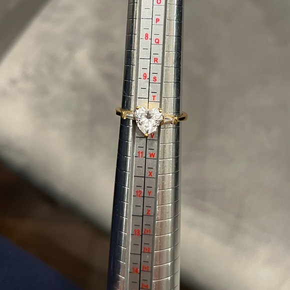 Heart Shaped CZ Gold Tone Ring, Size 10 - Picture 3 of 8